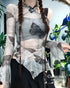 Butterfly Sheer Flare Sleeve Top